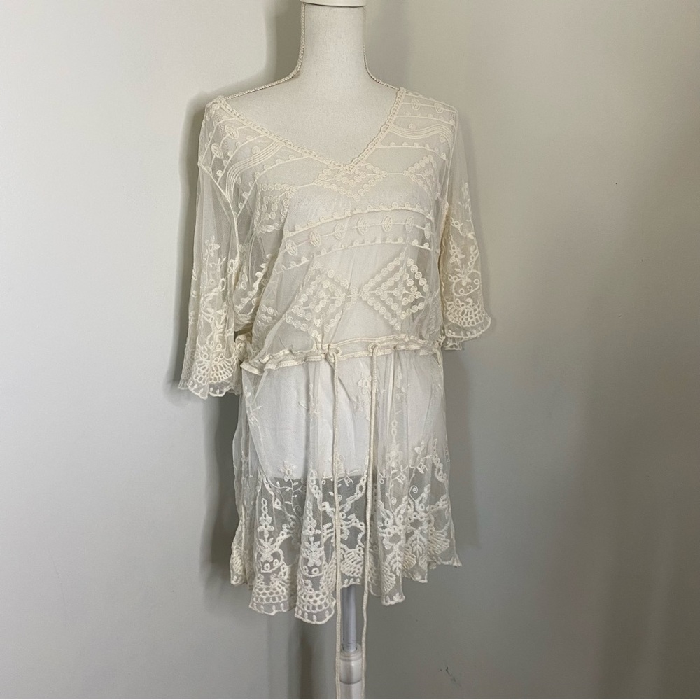 Lane Bryant sheer crochet cream white swimsuit cover up 
Size xl